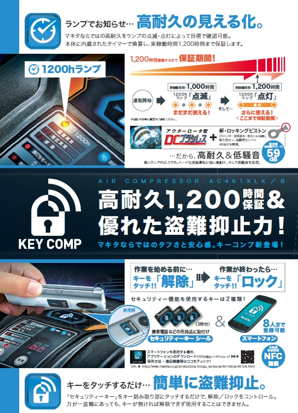 マキタ AC461XLK(青)/AC461XLKB(黒) エアコンプレッサ