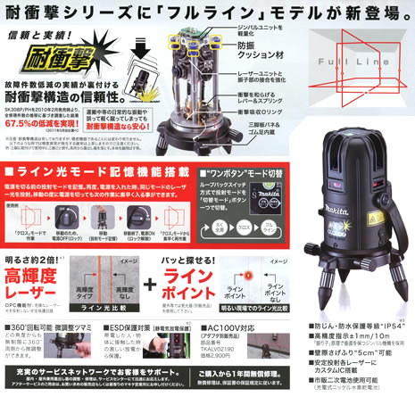 屋内・屋外兼用 墨出し器レーザー マキタ SK502PHZ定価219000円