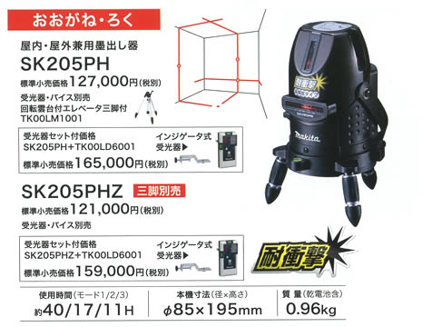 マキタ SK205PH 高輝度レーザー墨出し器 - 【通販ショップe-道具市場】